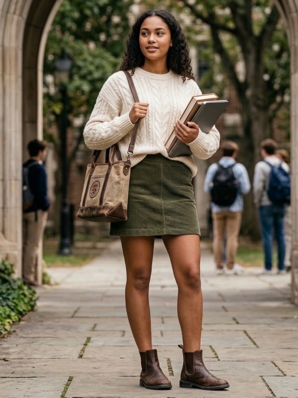 TALBOT’S Wide Wale Corduroy A- Line Mini Skirt | Olive Green | Size 6 Petite